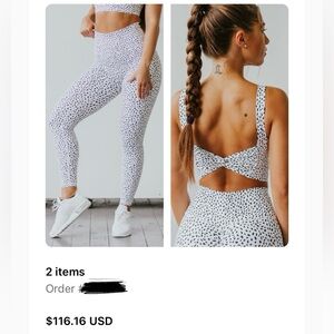 2 Workout Sets - Women's Sports Bras & Leggings Sets - Black & White